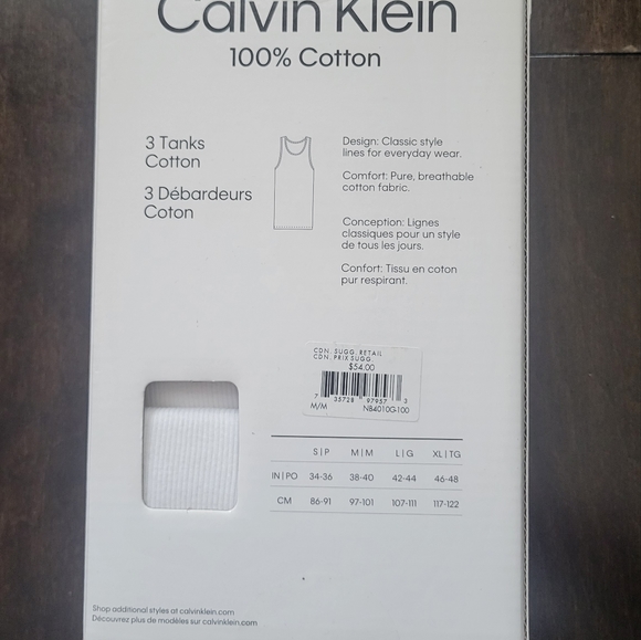 Calvin Klein Classic Fit Tank Top Size: M - Picture 2 of 2